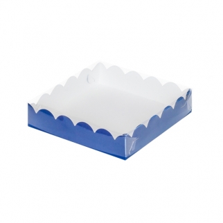 Упаковка для пряников с прозрачной крышкой - "Синяя, 20х20х3,5 см." (080453-РК) (Упаковка 1 шт.) фото 6782