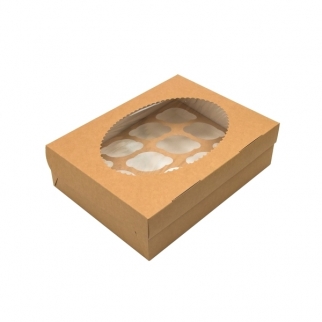 Упаковка для капкейков с окном ECO MUF - "Крафт, 12 ячеек" (ECOMUF12-GDC) (Упаковка 1 шт.) фото 4581