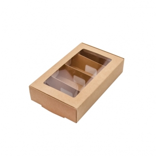 Упаковка для конфет с окном АЙСТ - "Крафт с Ложементом" 19,5х12х4 см. (Упаковка 1 шт.) фото 3964