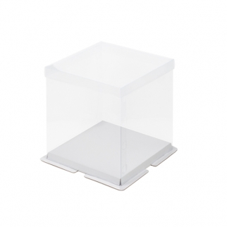 Упаковка для торта с пъедесталом и прозрачной крышкой - "Белая, 30х30х20 см." (Упаковка 1 шт.) фото 11024