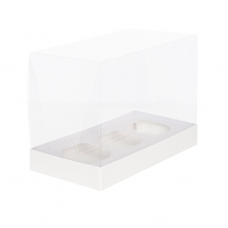 Упаковка для капкейков с прозрачной крышкой ПРЕМИУМ  - "Белая, 3 ячейки" (Упаковка 1 шт.) фото 11718