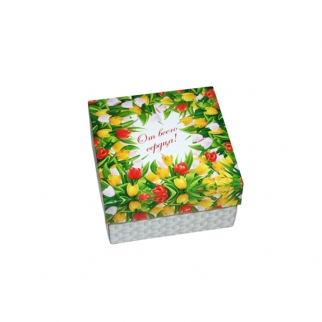 Упаковка для пирожных МК - "Тюльпаны, 10х10х5,5 см." (1133) (Упаковка 1 шт.) фото 3063