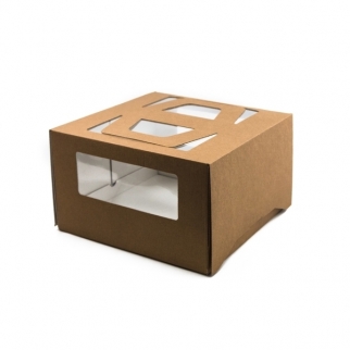 Упаковка для торта с окном - "Бурая, 30x30x17 см." (2-т-170бур-DJ) (Упаковка 1 шт.) фото 3105