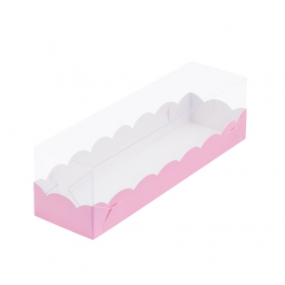 Упаковка для макарон с прозрачной крышкой - "Розовая мат, 19х5,5х5,5 см." (Упаковка 1 шт.) фото 11731