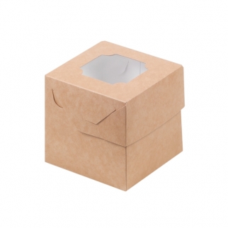 Упаковка для капкейков с окном - "Крафт, 1 ячейка, NEW" (Упаковка 1 шт.) фото 11219