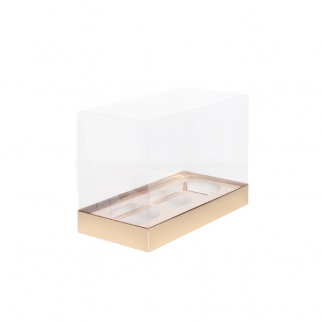 Упаковка для капкейков с прозрачной крышкой  - "Золото, 3 ячейки" (Упаковка 1 шт.) фото 5928