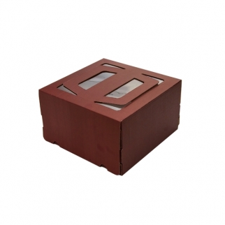 Упаковка для торта с окном - "Шоколадная, 21x21x12 см." (120-т-1-DJ) (Упаковка 1 шт.) фото 3121
