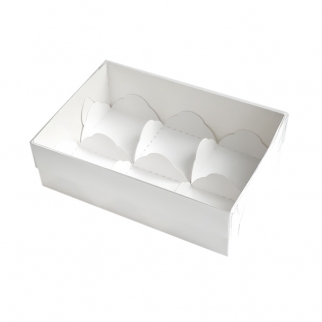 Упаковка для 6 моти с пластиковой крышкой - "Белая, 17,5х12х5,5 cм." (Упаковка 1 шт.) фото 13683