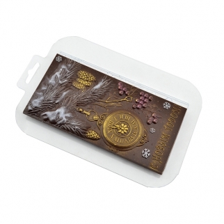 Молд пластиковый для шоколада - "Плитка НГ Елка и часы" (Упаковка 1 шт.) фото 9375