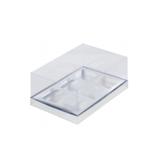 Упаковка для капкейков с прозрачной крышкой - "Серебро, 6 ячеек", ПРЕМИУМ (S) (Упаковка 1 шт.) фото 5545
