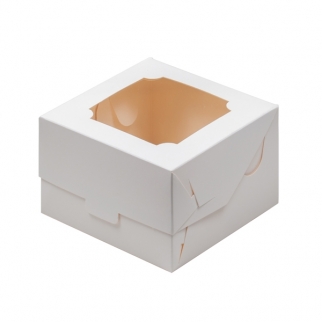 Упаковка для Бенто-торта с окном - "Белая, 12х12х8 см." (Упаковка 1 шт.) фото 11143