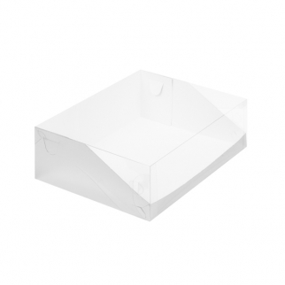 Упаковка для торта с прозрачной крышкой - "Серебро, Хром Эрзац, 32х23,5х10 см." (Упаковка 1 шт.) фото 11037