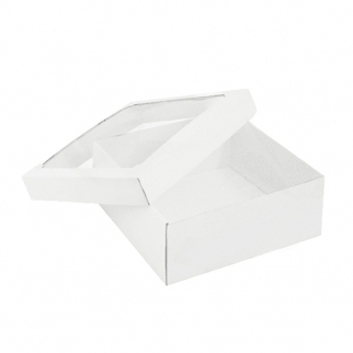 Упаковка для торта с окном АЙСТ - "Белая, МГК, 25х25х10 см." (Упаковка 1 шт.) фото 12795