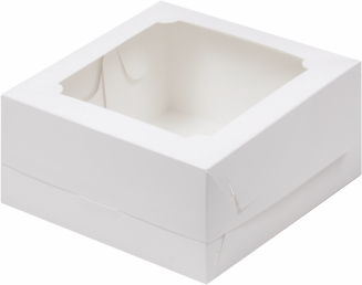 Упаковка для Бенто-торта с окном - "Белая, 16х16х8 см." (Упаковка 1 шт.) фото 11574