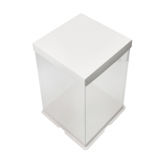 Упаковка для торта прозрачная КТ - "Белая, 30х30х40 см." (Упаковка 1 шт.) фото 7677
