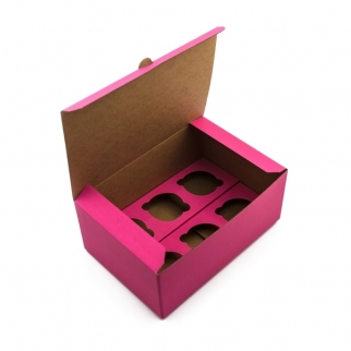 Упаковка для капкейков - "Розовая, МГК, 6 ячеек" (ПКМ6-т-100-DJ) (Упаковка 1 шт.) фото 3005