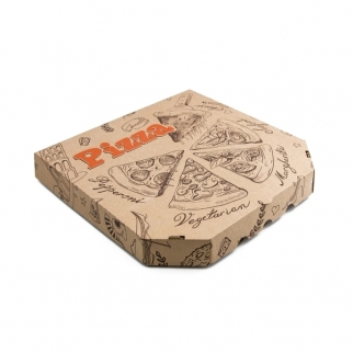 Упаковка для пиццы - "Бурая с печатью", 33х33х4 см. (Упаковка 1 шт.) фото 4988