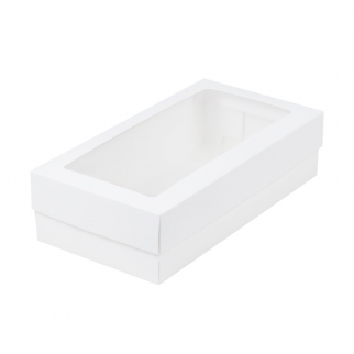 Упаковка для макарон с окном и ложементом - "Белый, 21х10х5,5 см." (Упаковка 1 шт.) фото 11186