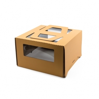 Упаковка для торта с окном - "Бежевая, 30x30x17 см." (2- т-170-б-DJ) (Упаковка 1 шт.) фото 3096