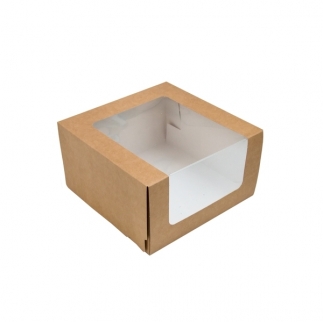 Упаковка для торта с окном PASTICCIERE - "Крафт, 18х18х10 см." (Упаковка 1 шт.) фото 10310