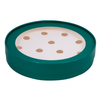 Упаковка для конфет круглая с окном - "Зелёная, 12 ячеек, ø20 см., выс. 3,5 см." (Упаковка 1 шт.) фото 12780