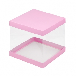 Упаковка для торта прозрачная - "Розовая матовая, 26х26х28 см." (Упаковка 1 шт.) фото 11225