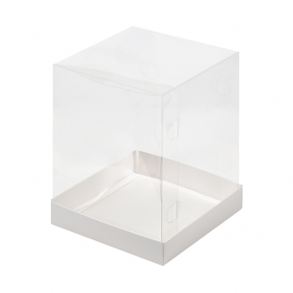 Упаковка для торта с прозрачным куполом - "Белая, 16х16х20 см." (Упаковка 1 шт.) фото 12799