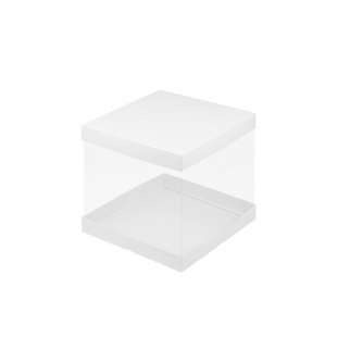 Упаковка для торта прозрачная - "Белая, 30х30х28 см." (Упаковка 1 шт.) фото 9112