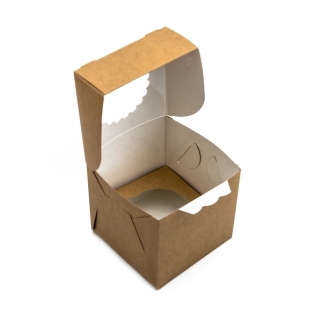 Упаковка для капкейков с окном OSQ MUF - "Крафт, 1 ячейка" (OSQMUF1) (Упаковка 1 шт.) фото 5688