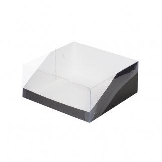 Упаковка для торта с прозрачной крышкой - "Черная, Хром Эрзац, 23,5х23,5х10 см." (Упаковка 1 шт.) фото 6526