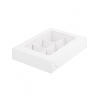Упаковка для конфет с окном - "Белая, 6 ячеек" 15,5х11,5х3 см. (Упаковка 1 шт.) фото 11673