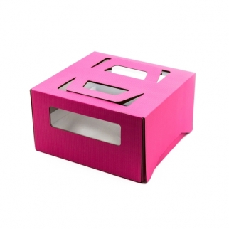 Упаковка для торта с окном - "Розовая, 21x21x12 см." (1-т-120-DJ) (Упаковка 1 шт.) фото 3113