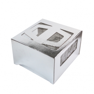 Упаковка для торта с окном и ручкой - "Серебро, 30х30х19 см." (SP GOF*) (Упаковка 1 шт.) фото 9774