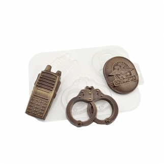 Молд пластиковый для шоколада - "Набор полиция" (Упаковка 1 шт.) фото 10042