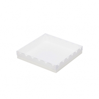 Упаковка для пряников с прозрачной крышкой - "Белая, волна, 12х12х3 см." (Упаковка 1 шт.) фото 6511
