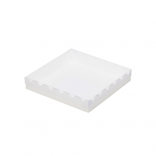 Упаковка для пряников с прозрачной крышкой - "Белая, волна, 15,5х15,5х3,5 см." (Упаковка 1 шт.) фото 8606