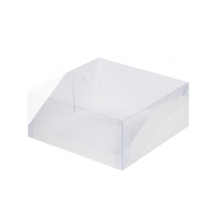 Упаковка для торта с прозрачной крышкой - "Белая, Хром Эрзац, 23,5х23,5х10 см." (Упаковка 1 шт.) фото 6521