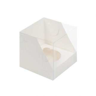 Упаковка для капкейков с прозрачной крышкой - "Белая, 1 ячейка, 10х10х10 см." (Упаковка 1 шт.) фото 7960