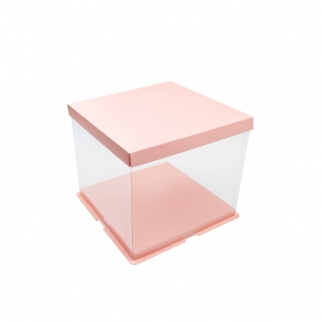 Упаковка для торта прозрачная КТ - "Розовая мечта, 30х30х25 см." (Упаковка 1 шт.) фото 7690