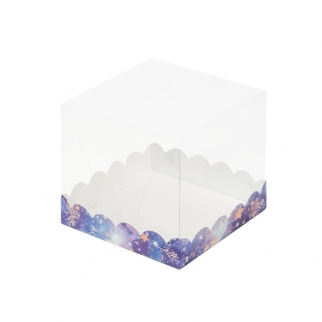 Упаковка для торта с прозрачным куполом - "Звездное небо, 15х15х14 см." (Упаковка 1 шт.) фото 9117