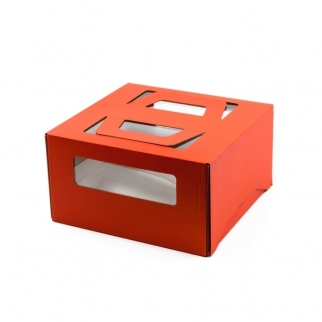 Упаковка для торта с окном - "Оранжевая, 21x21x12 см." (1-т-120-DJ) (Упаковка 1 шт.) фото 3112