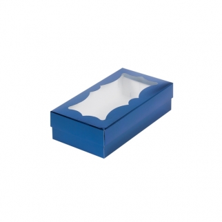 Упаковка для зефира с фигурным окном - "Синяя, 21х10х5,5 см." (080218-РК) (Упаковка 1 шт.) фото 5923