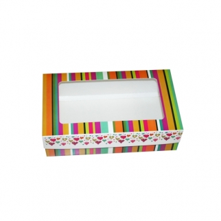 Упаковка для макарон с окном МК - "Разноцветные полосы, 20х12х5см." (1521) (Упаковка 1 шт.) фото 3041