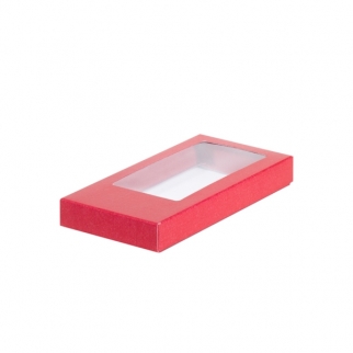 Упаковка для плитки шоколада с окном - "Красная, 16х8х1,7 см." (Упаковка 1 шт.) фото 5571
