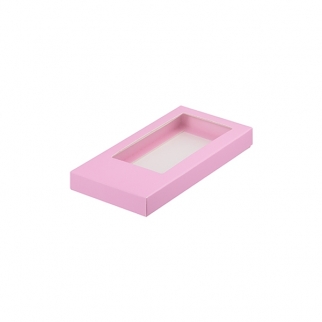 Упаковка для плитки шоколада с окном - "Розовая матовая, 18х9х1,7 см." (Упаковка 1 шт.) фото 9104
