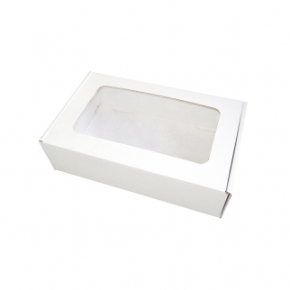 Упаковка под ассорти сладостей с окном АЙСТ - "Белая, МГК, 23х14х6,5 см." (Упаковка 1 шт.) фото 12626