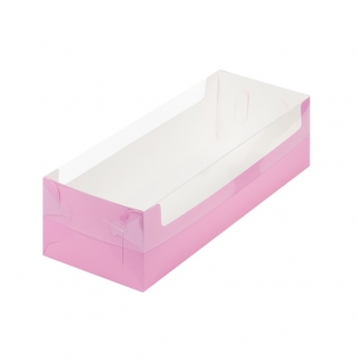 Упаковка для рулета с прозрачной крышкой - "Розовая мат., 30х11х8 см." (Упаковка 1 шт.) фото 11679