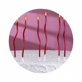 Набор свечей коктейльных - "Серпантин, витые, рубиновые" (Упаковка 6 шт.) фото 12534