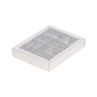 Упаковка для конфет с прозрачной крышкой - "Серебро, 12 ячеек" (Упаковка 1 шт.) фото 6508