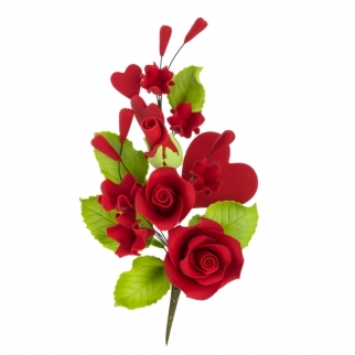 Букет из мастики - "Розы красные с сердцами", (11103*) (Упаковка 1 шт.) фото 6612